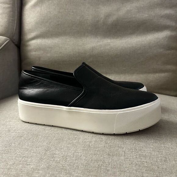 Vince Black Warren Leather Sneaker Platform Slide Sneaker Size 5M EU 35 Slip On - Picture 4 of 9